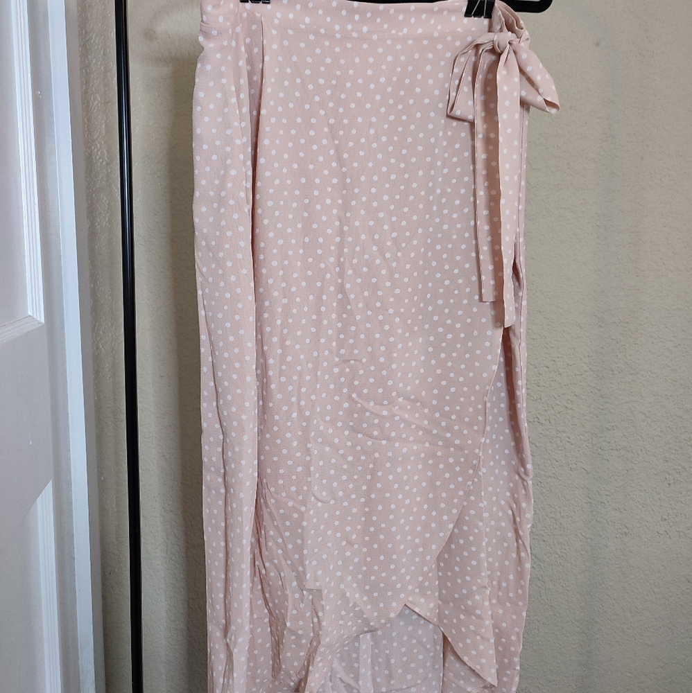 Max Studio Wrap Chiffon Skirt with Tie Waist